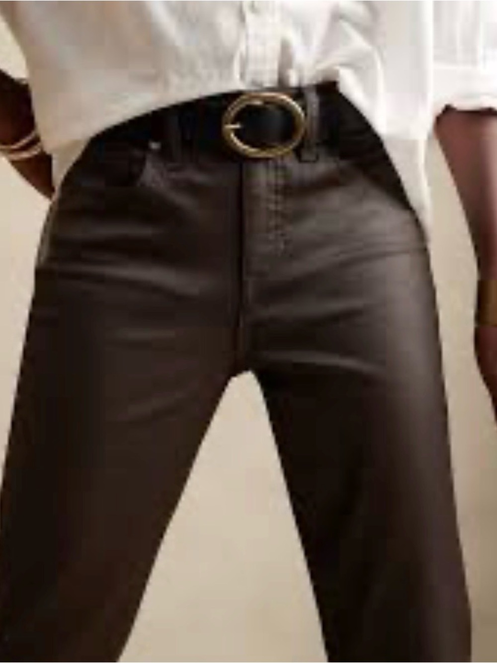Banana Republic Factory High-Rise Dark Brown Coated Straight Jeans